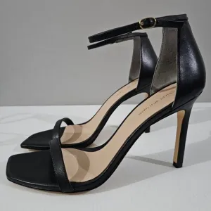 Stuart Weitzman Amelina 95 Sandal Stiletto Heel Black Leather Size 11