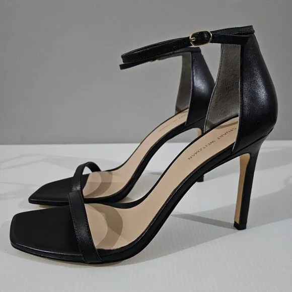 Stuart Weitzman Amelina 95 Sandal Stiletto Heel Black Leather Size 11