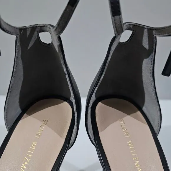 Stuart Weitzman Amelina 95 Sandal Stiletto Heel Black Leather Size 11
