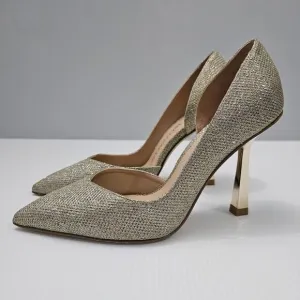 Stuart Weitzman Anny X 100 Pump Heel Glitter Gold New Noir Mesh Size 6