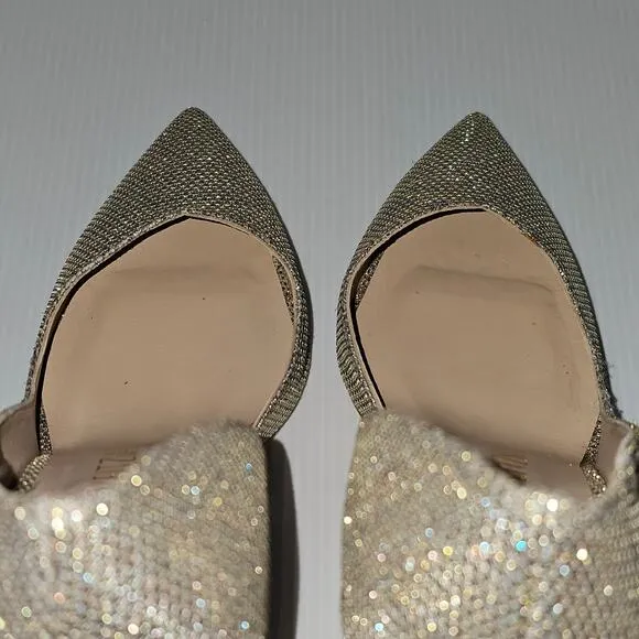 Stuart Weitzman Anny X 100 Pump Heel Glitter Gold New Noir Mesh Size 6
