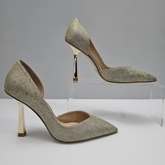 Stuart Weitzman Anny X 100 Pump Heel Glitter Gold New Noir Mesh Size 6