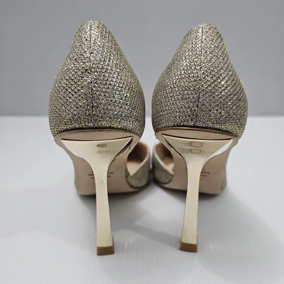 Stuart Weitzman Anny X 100 Pump Heel Glitter Gold New Noir Mesh Size 6