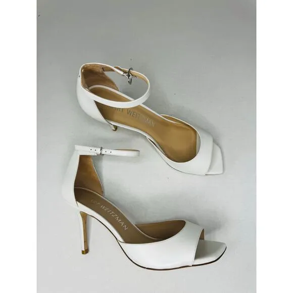 Stuart Weitzman Chic White Classic Nudistia Sandals 75mm sz 10