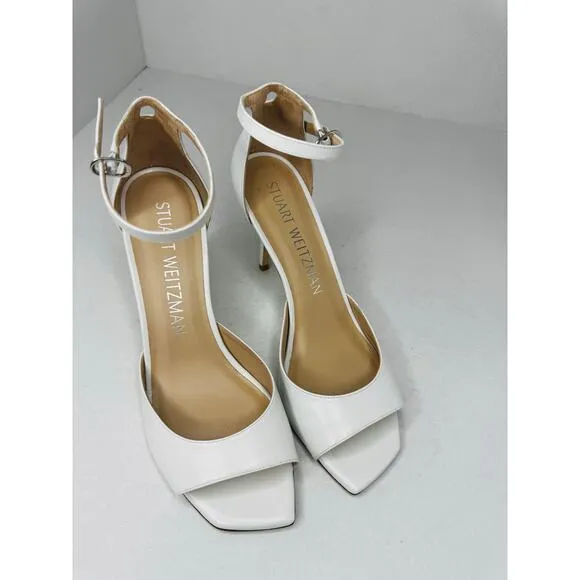 Stuart Weitzman Chic White Classic Nudistia Sandals 75mm sz 10