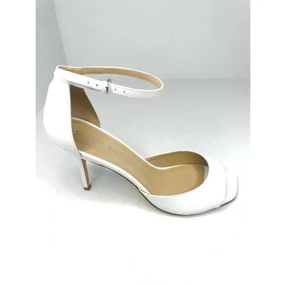 Stuart Weitzman Chic White Classic Nudistia Sandals 75mm sz 10