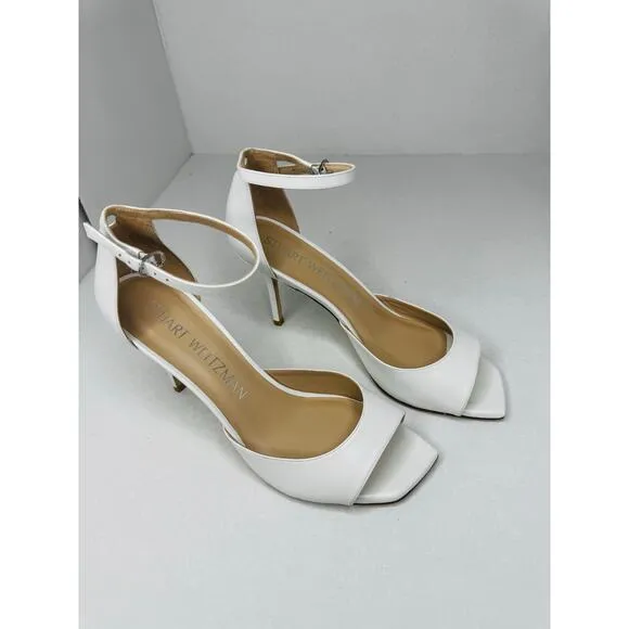 Stuart Weitzman Chic White Classic Nudistia Sandals 75mm sz 10
