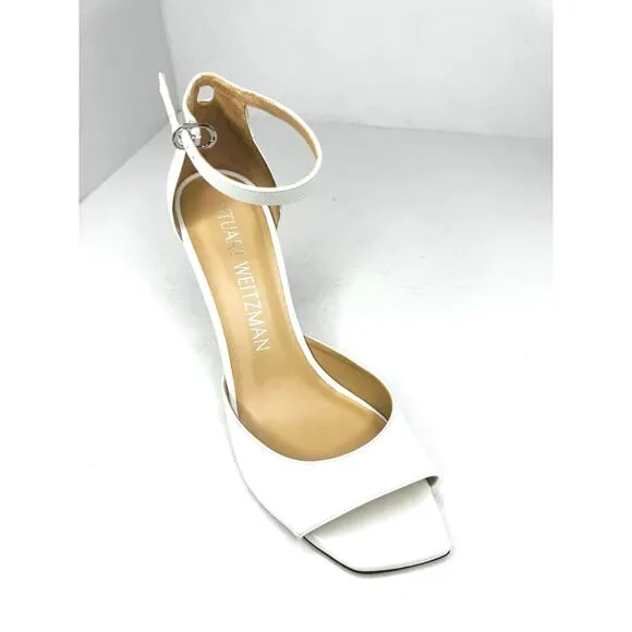 Stuart Weitzman Chic White Classic Nudistia Sandals 75mm sz 10