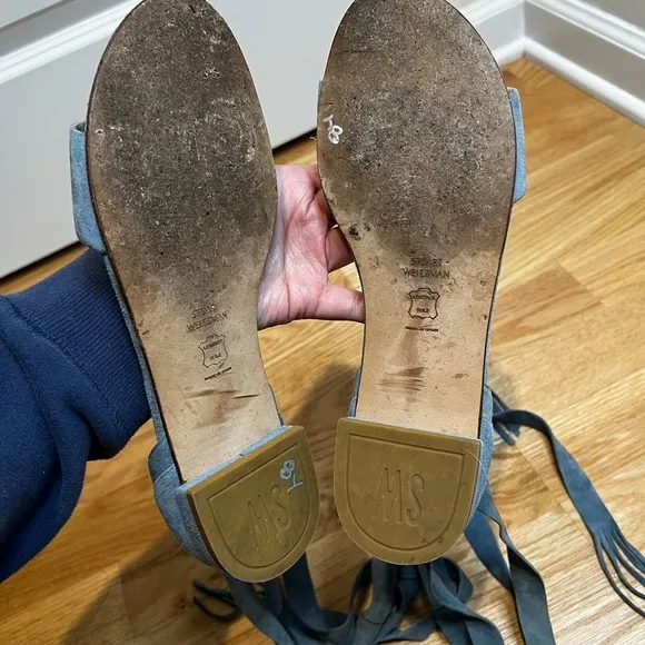 Stuart Weitzman Corbata Suede  Sandals Size 8.5