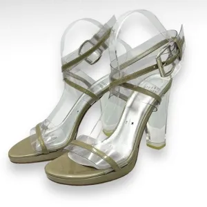 Stuart Weitzman Lucite Sandals Heels Pump Open Toe Ankle Wrap Buckle Y2K Size 7