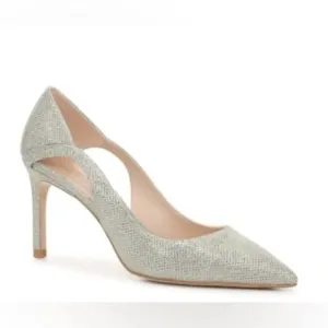 Stuart Weitzman Mariposa 85 Silver Glitter Heels Size 7.5 Bridal Prom Graduation