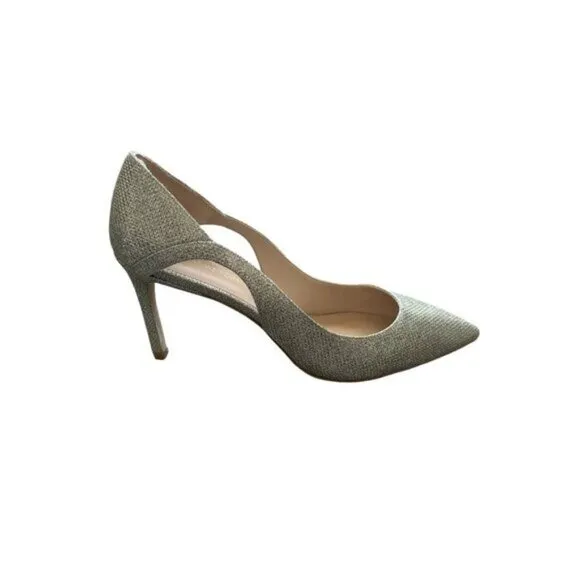 Stuart Weitzman Mariposa 85 Silver Glitter Heels Size 7.5 Bridal Prom Graduation