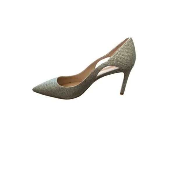 Stuart Weitzman Mariposa 85 Silver Glitter Heels Size 7.5 Bridal Prom Graduation