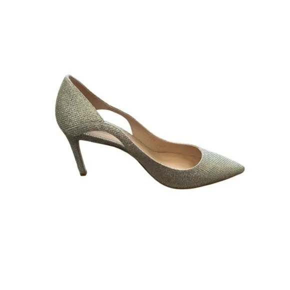 Stuart Weitzman Mariposa 85 Silver Glitter Heels Size 7.5 Bridal Prom Graduation