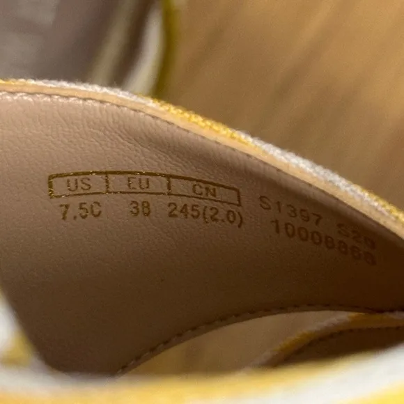 Stuart Weitzman Mirela Striped Wedge Espadrilles Yellow White Womens Size 7.5