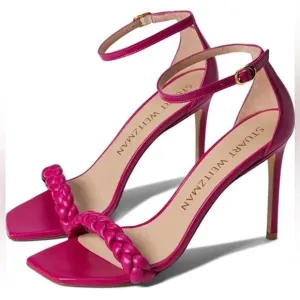 Stuart Weitzman Nudist Curve Playa Braided Strap Heeled Sandals NWOB
