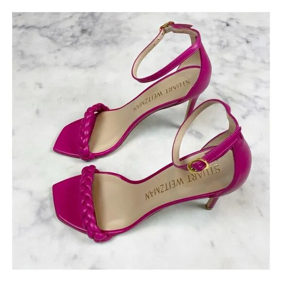 Stuart Weitzman Nudist Curve Playa Braided Strap Heeled Sandals NWOB