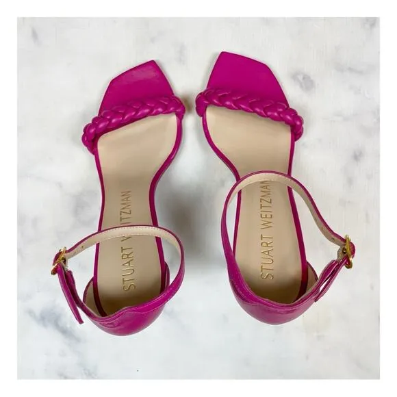 Stuart Weitzman Nudist Curve Playa Braided Strap Heeled Sandals NWOB
