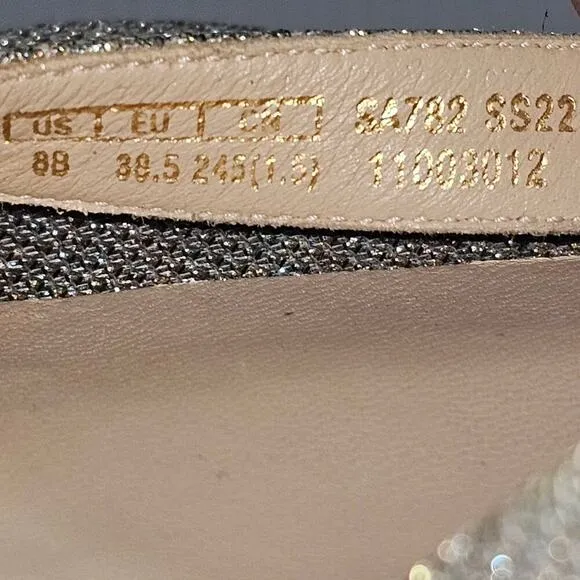 Stuart Weitzman Nudistcurve Hollywood Platform Sandal Heel Platino Size 8