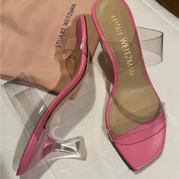 Stuart Weitzman Pink Clear Strap heels