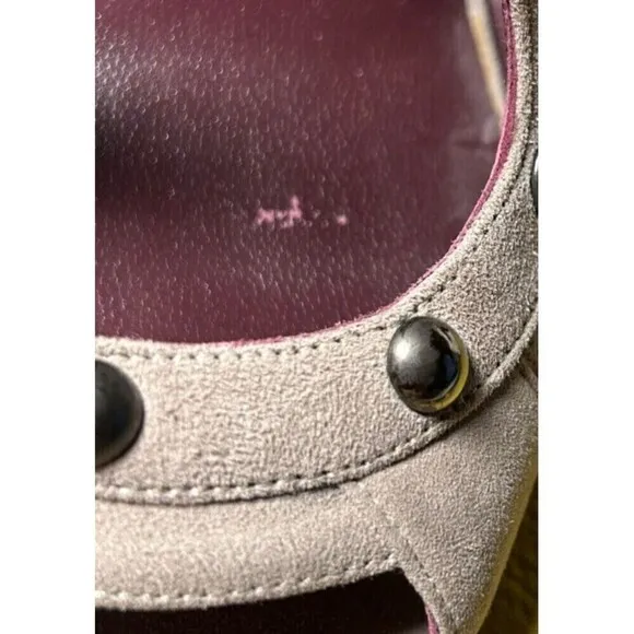 Stuart Weitzman Ratatat Women Suede Stud Sandal Taupe Sz 7.5 4inch Heel Boss Rck