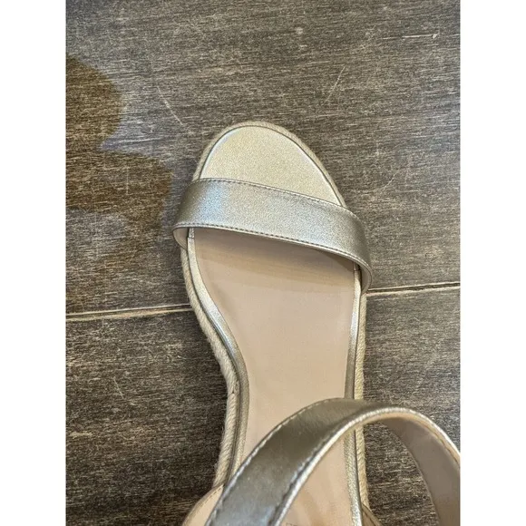 Stuart Weitzman Teddi Wedge Espadrille Sandals Size 8 Gold  $395  Cocktail Metal