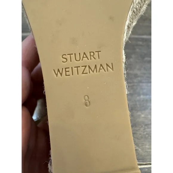 Stuart Weitzman Teddi Wedge Espadrille Sandals Size 8 Gold  $395  Cocktail Metal