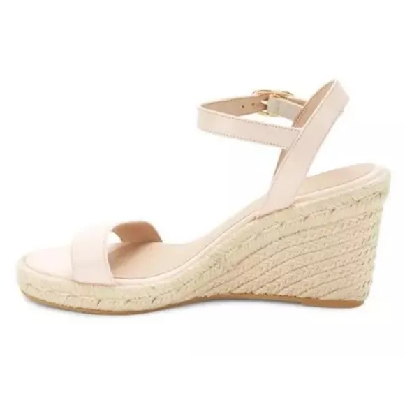 Stuart Weitzman Teddi Wedge Espadrille Sandals Size 8 Gold  $395  Cocktail Metal