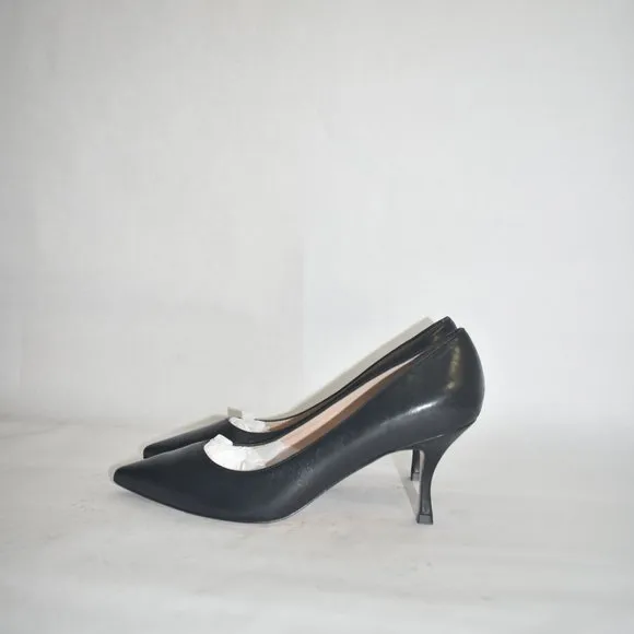 STUART WEITZMAN TIPPI 70 PUMP SHOES POINTY TOE BLACK LEATHER 9 (D5)