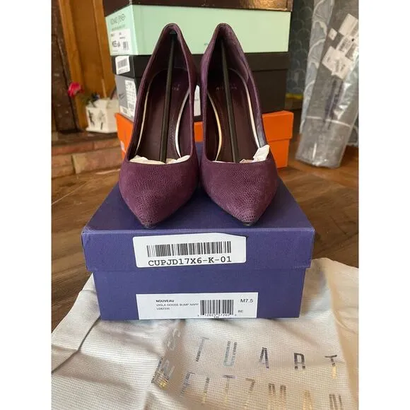 Stuart Weitzman Viola Goose Bump Pointed Toe Stunning Stiletto