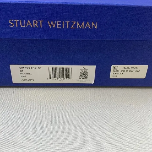 Stuart Weitzman Womens 85 Knee High Boots Black Suede Pointed Toe Shoes Sz 5.5B