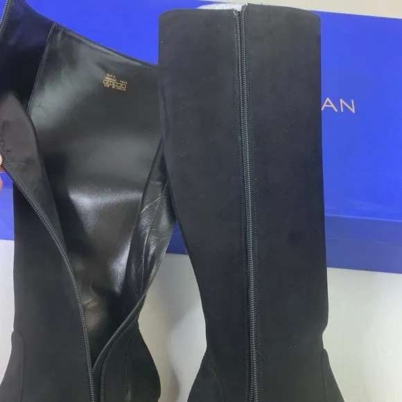 Stuart Weitzman Womens 85 Knee High Boots Black Suede Pointed Toe Shoes Sz 5.5B