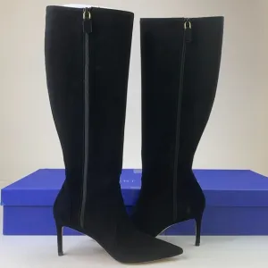 Stuart Weitzman Womens 85 Knee High Boots Black Suede Pointed Toe Shoes Sz 5.5B