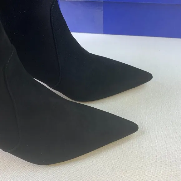Stuart Weitzman Womens 85 Knee High Boots Black Suede Pointed Toe Shoes Sz 5.5B