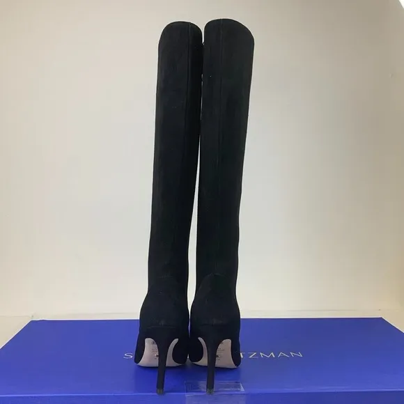 Stuart Weitzman Womens 85 Knee High Boots Black Suede Pointed Toe Shoes Sz 5.5B