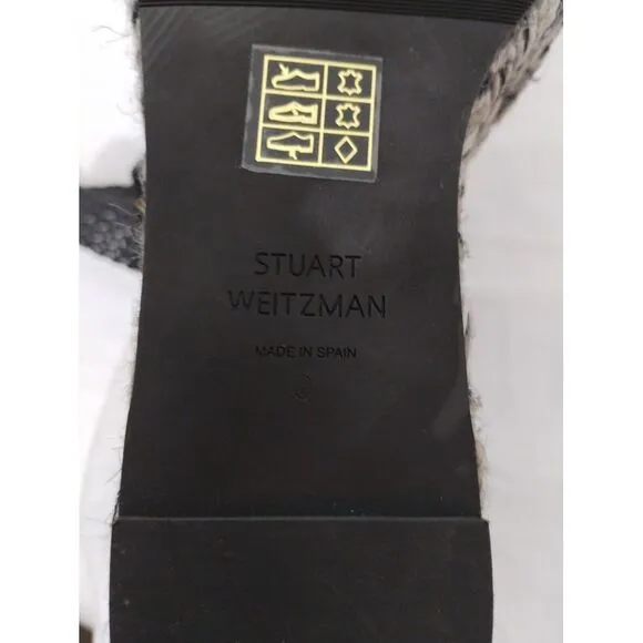 Stuart Weitzman Women's Elsie Woven Leather Espadrille‎ Wedge Sandals Size 9