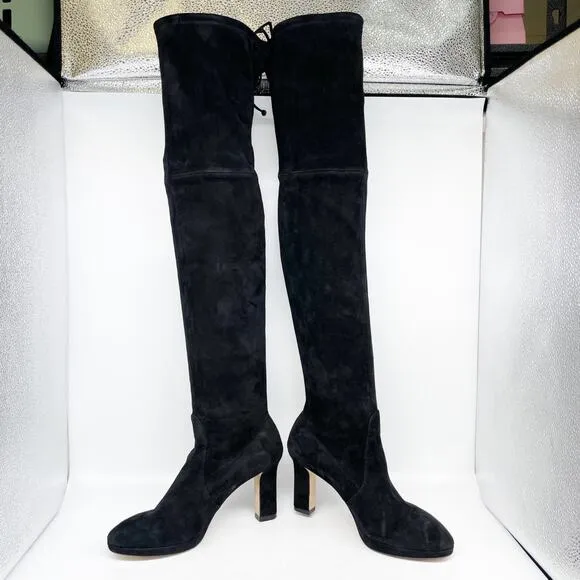 Stuart Weitzman Women's Ledyland Over The Knee Suede Boots Black Suede Size 6