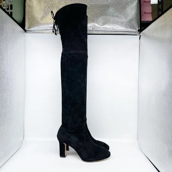 Stuart Weitzman Women's Ledyland Over The Knee Suede Boots Black Suede Size 6