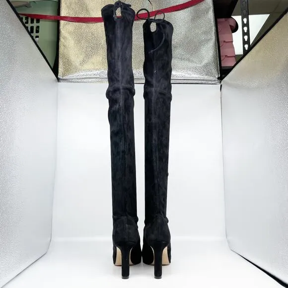Stuart Weitzman Women's Ledyland Over The Knee Suede Boots Black Suede Size 6