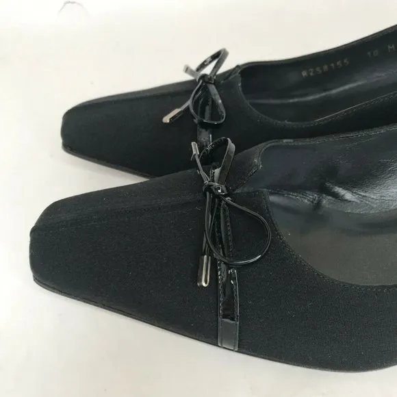 Stuart Weitzman Womens Pumps Leather Fabric Square