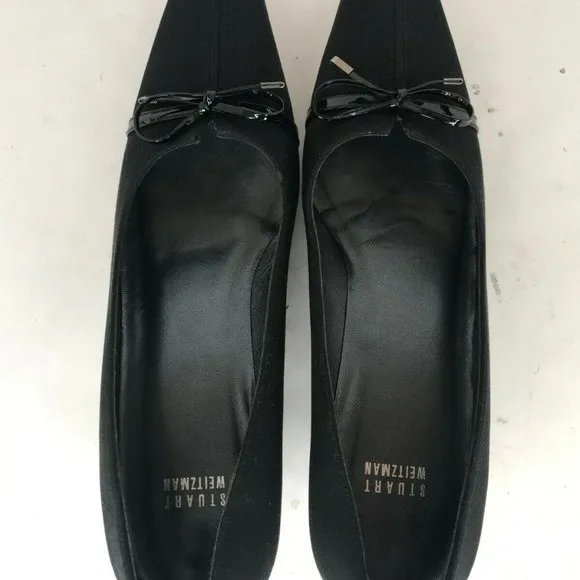 Stuart Weitzman Womens Pumps Leather Fabric Square