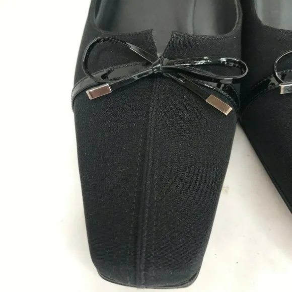 Stuart Weitzman Womens Pumps Leather Fabric Square