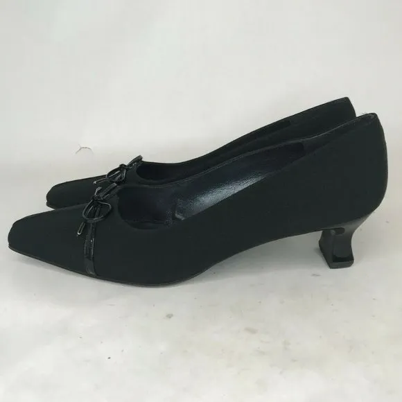 Stuart Weitzman Womens Pumps Leather Fabric Square