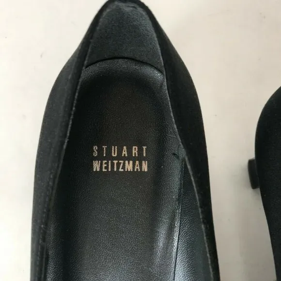 Stuart Weitzman Womens Pumps Leather Fabric Square