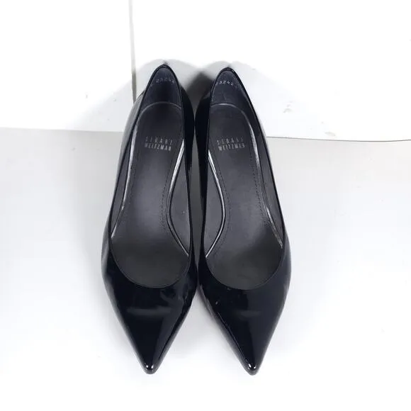 Stuart Weitzman Women's US 8,5 Black Patent Leather Kitten Heel pumps Shoes