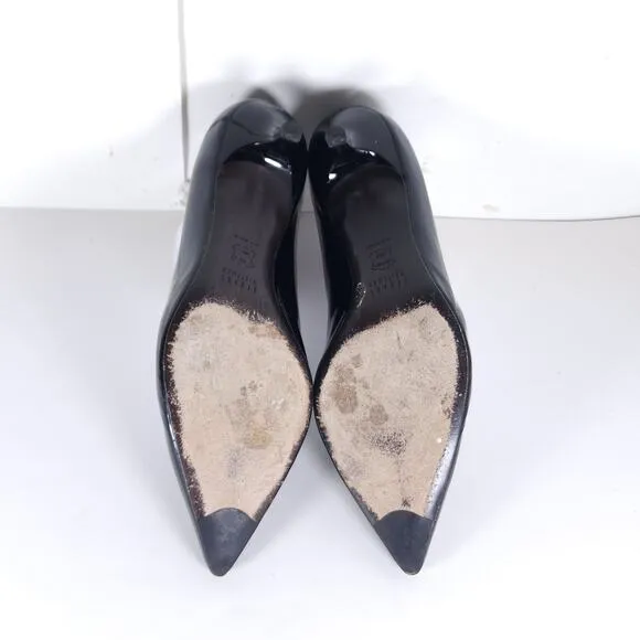 Stuart Weitzman Women's US 8,5 Black Patent Leather Kitten Heel pumps Shoes