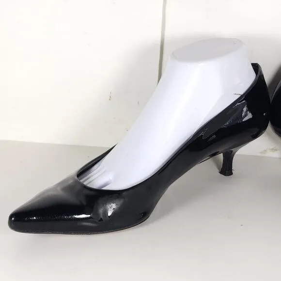 Stuart Weitzman Women's US 8,5 Black Patent Leather Kitten Heel pumps Shoes