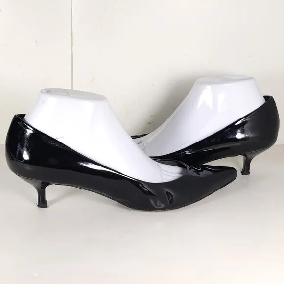 Stuart Weitzman Women's US 8,5 Black Patent Leather Kitten Heel pumps Shoes