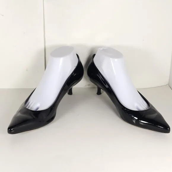 Stuart Weitzman Women's US 8,5 Black Patent Leather Kitten Heel pumps Shoes