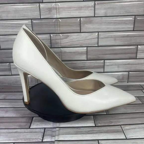 Stuart Weitzman Women's White Leather Pointed Toe Stiletto Pumps Size 11-NEW